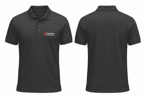 Petersons Pest Control - Black Polo Shirt - Front print