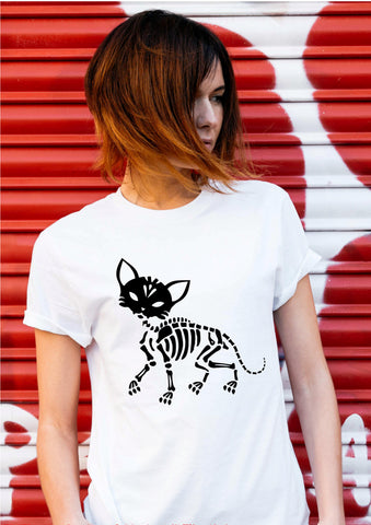 Skeleton Cat T Shirt