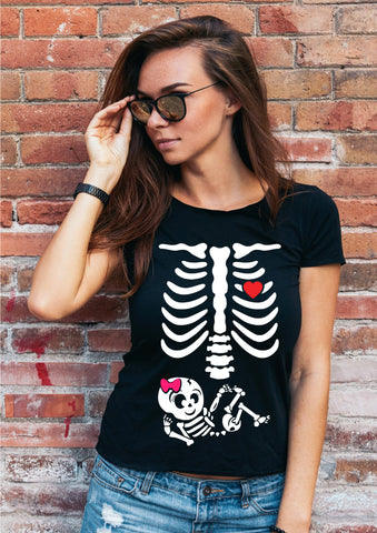 Skeleton ribs and baby girl T shirt