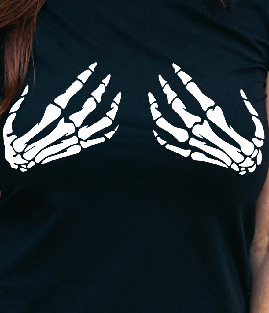 Skeleton Hands Bra T Shirt – T-Zing - Express Yourself