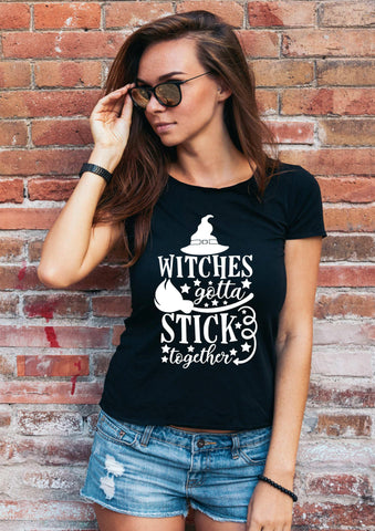 Witches Gotta Stick Together Halloween T Shirt